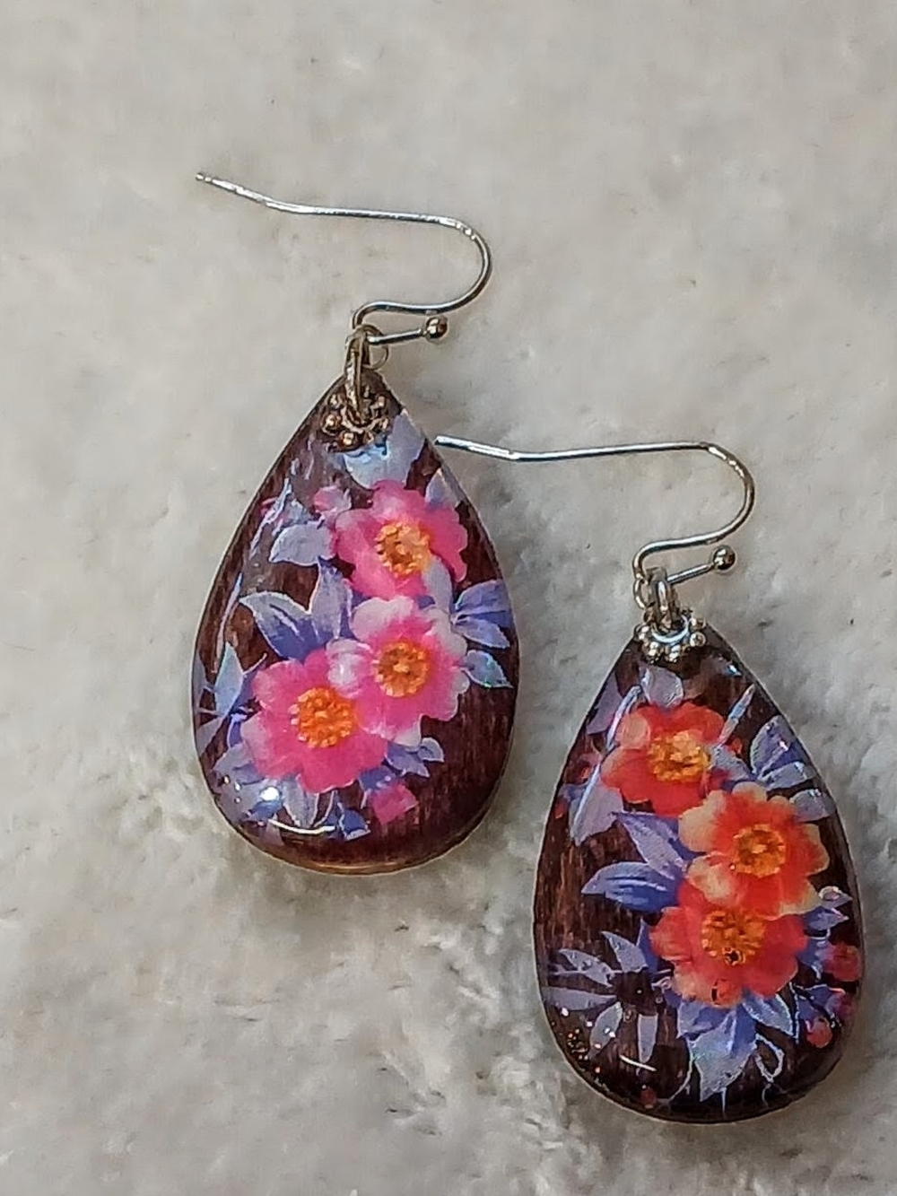 Handcrafted Pink Floral Teardrop Earrings - Women Jewelry
